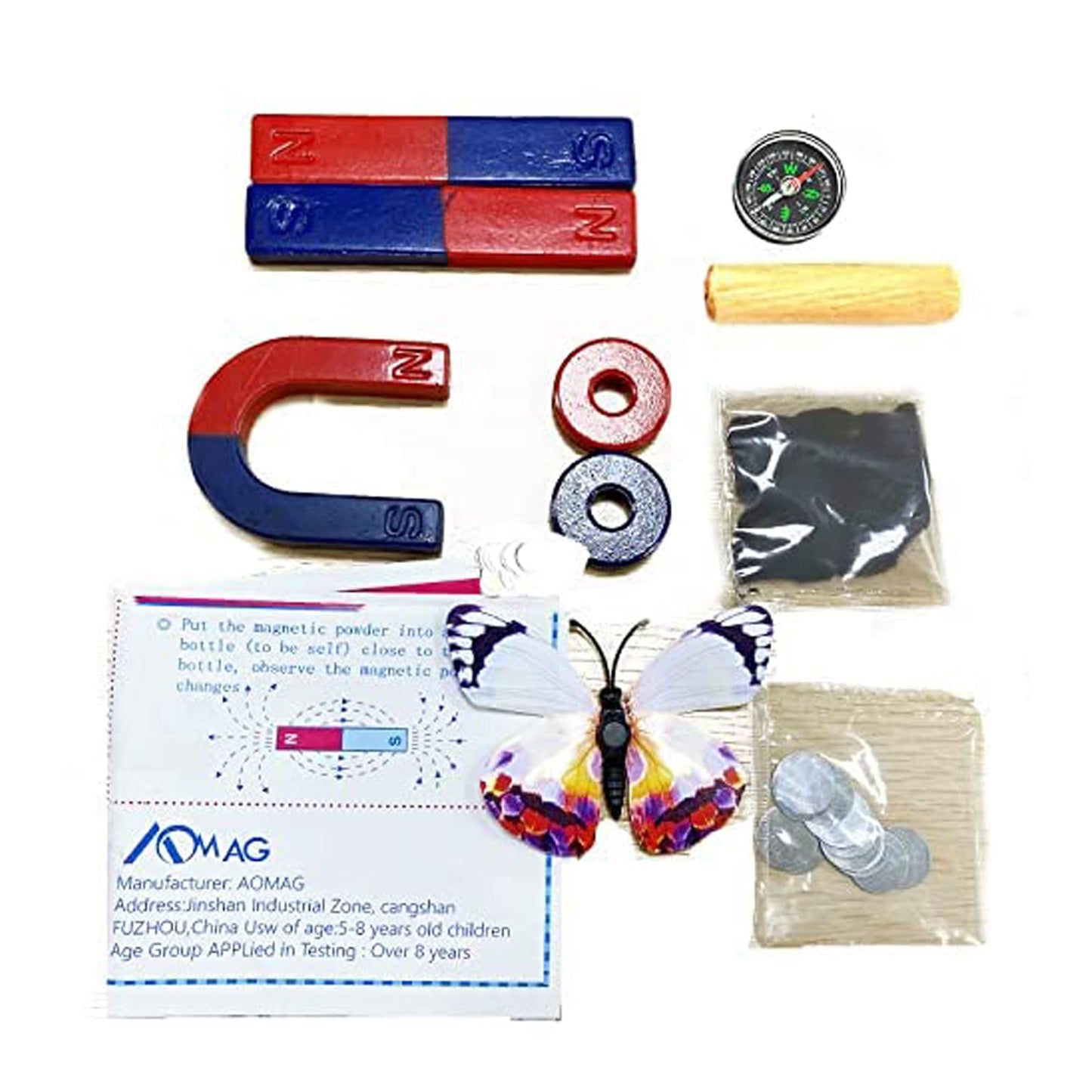 Physics Science Magnets Kit For Education Science Experiment Tools Icluding Bar/Ring/Horseshoe/Compass Magnets