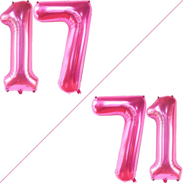 Katchon, Hot Pink 17 Balloon Numbers - Giant, 40 Inch | 17 Birthday Balloons | Hot Pink 17Th Birthday Decorations For Girls | Hot Pink 17 Balloons Numbers For Pink 17Th Birthday Party Decorations