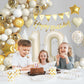 10Th Birthday Decorations Sand White Gold,10Th Birthday Balloon Arch Garland Kit With Happy 10Th Birthday Number 10 Foil Balloon