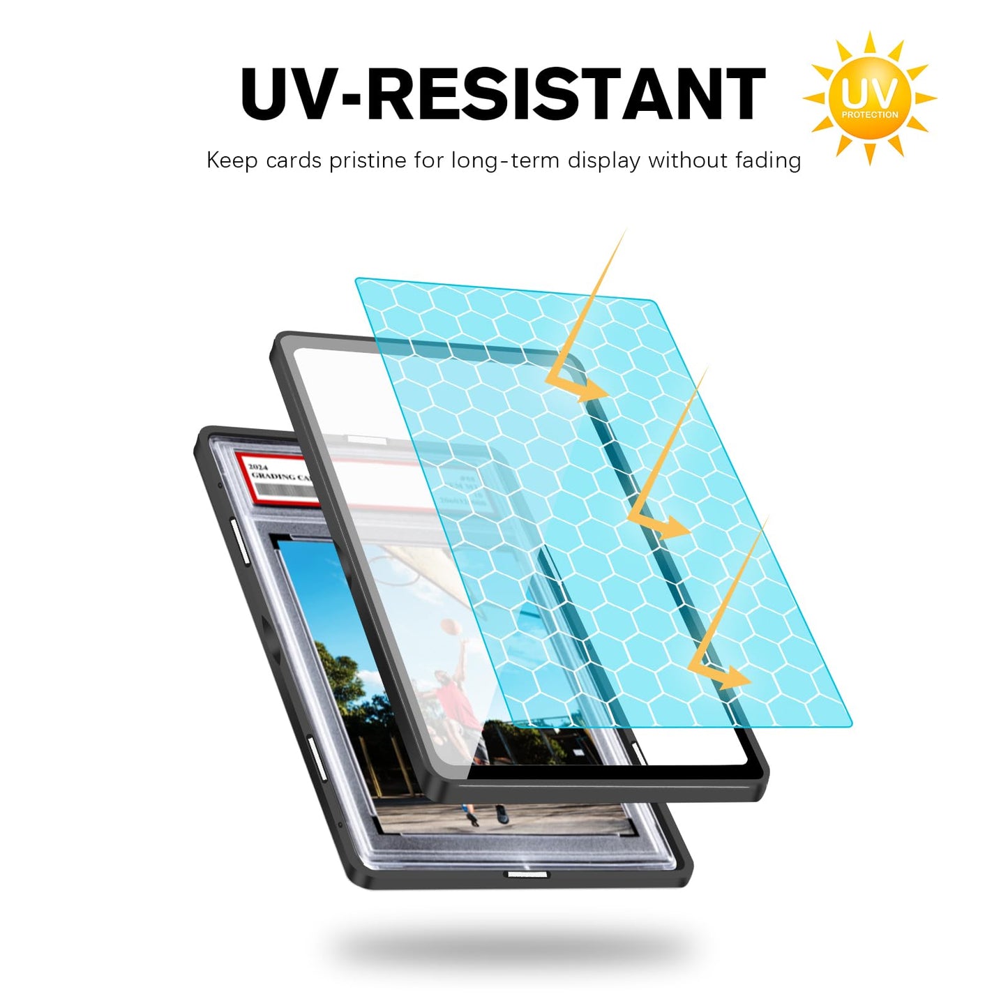 Magenetic Graded Card Slab Protector - Premium Aluminum Graded Card Showcase, Psa Slab Protector With Uv-Resistant Tempered Glas