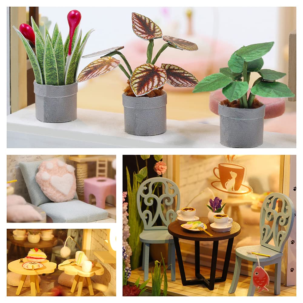 Lannso DIY Dollhouse Miniature Wooden Furniture Kit  Doll House Kit with Dust Proof Cover and Music Box  Mini Handmade Wooden Dollhouse Toys for mature-themed Gift (M2111)