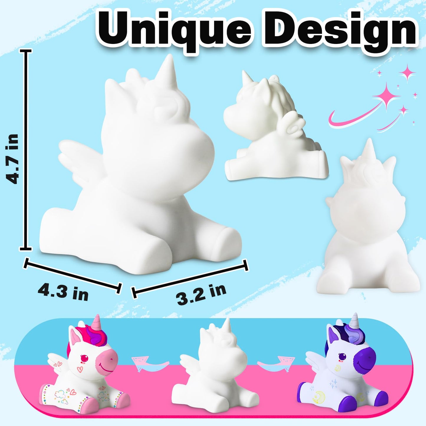 FUNZBO Paint Your Own Unicorn Lamp Kit - Arts and Crafts Supplies Painting Kits for Kids Teens Adults, DIY Night Light Unicorn T