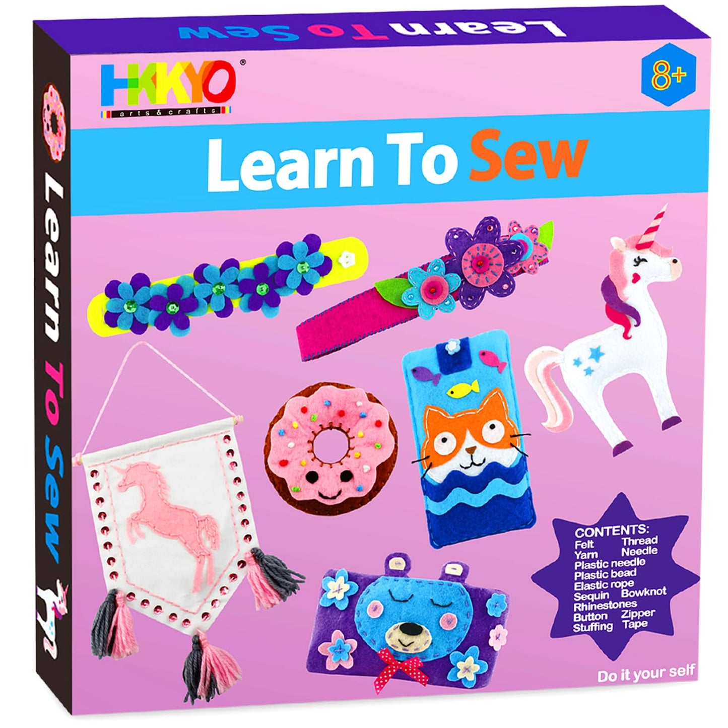 Hkkyo Sewing Kit For Kids Ages 8-12, Kids Sewing Kit, Felt Sewing For Kids, Learn To Sew Craft Kit For Beginners, Diy For Girls