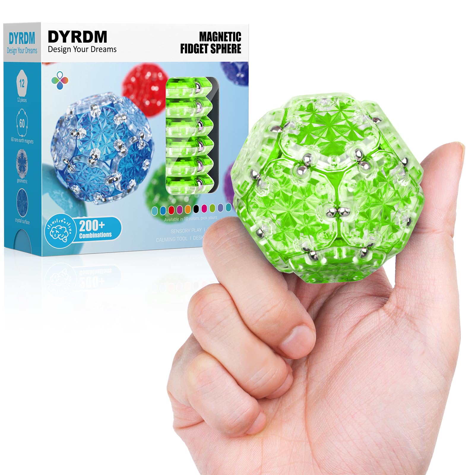 Dyrdm Magnetic Fidget Sphere 12 Pcs, Magnetic Fidget Toy, Desk Toys For Office And Stress Relief & Anxiety For Adults, Magnets S