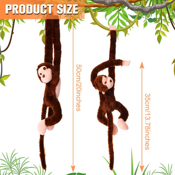 Chivao Set Of 4 Stuffed Monkey Hanging Stuffed Animal Monkey Plush Toy Large Animal With Loop For Gifts Favors(28 Inch,Dark Brown, Light Brown)