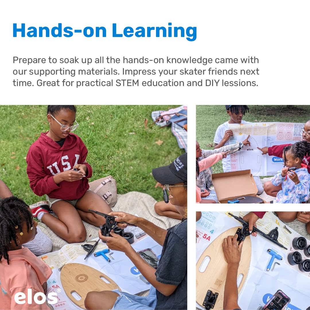 Elos Skateboard DIY Kit - The Mini Longboard Cruiser Skateboard in A DIY All-in-one Kit. Promotes Outdoor Stem Interest in Science  Engineering. Gifts for Boys/Girls. Building Toys for Boys Age 8-12.