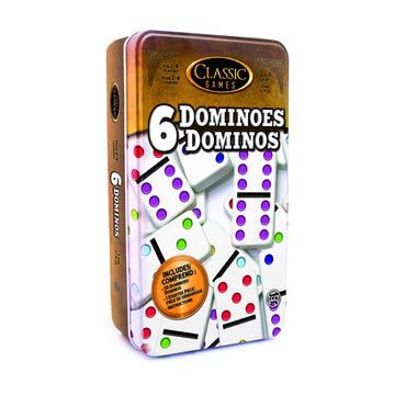 Tcg Toys Classic Games - Double 6 Dominoes Tin - Be The First To Win! Great For Boys And Girls Over Age 7