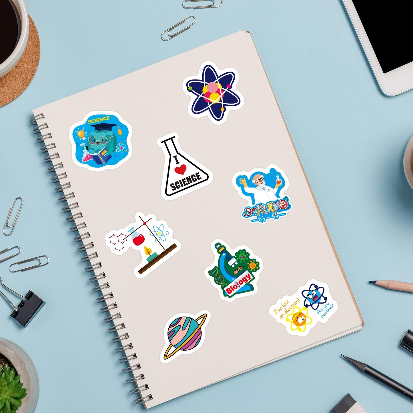 Beyumi Natural Sciences Roll Stickers - 1000Pcs Biology Experiment Stickers In 2 Rolls Waterproof Vinyl Laboratory Decals For Laptop Bottle Notebook Luggage Computer Classroom Decor For Kids Students