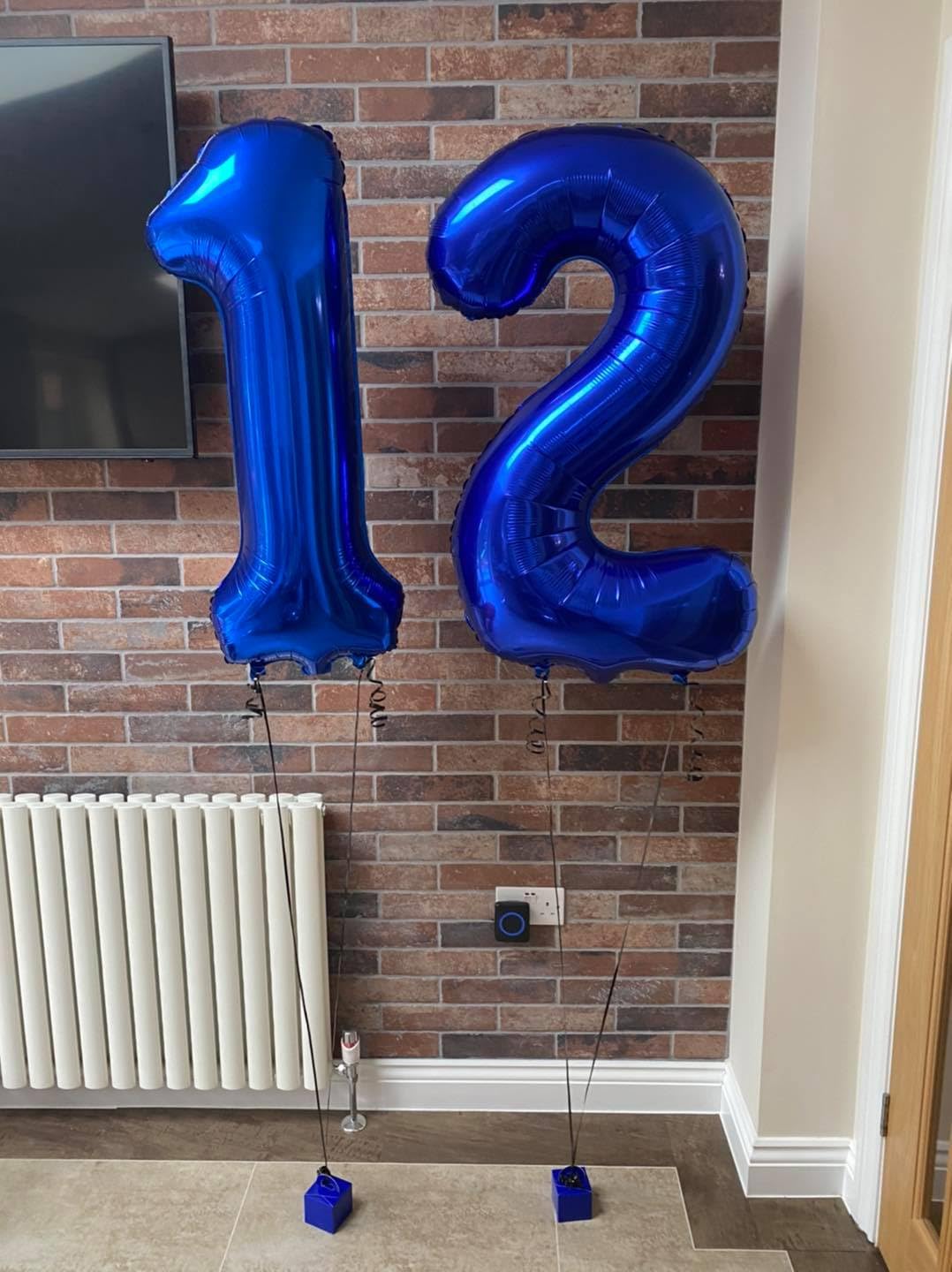 IWERP Foil Mylar Number 12 Balloon, 40 Inch Navy Blue Birthday Decoration for 12 Year Old Boys & Girls