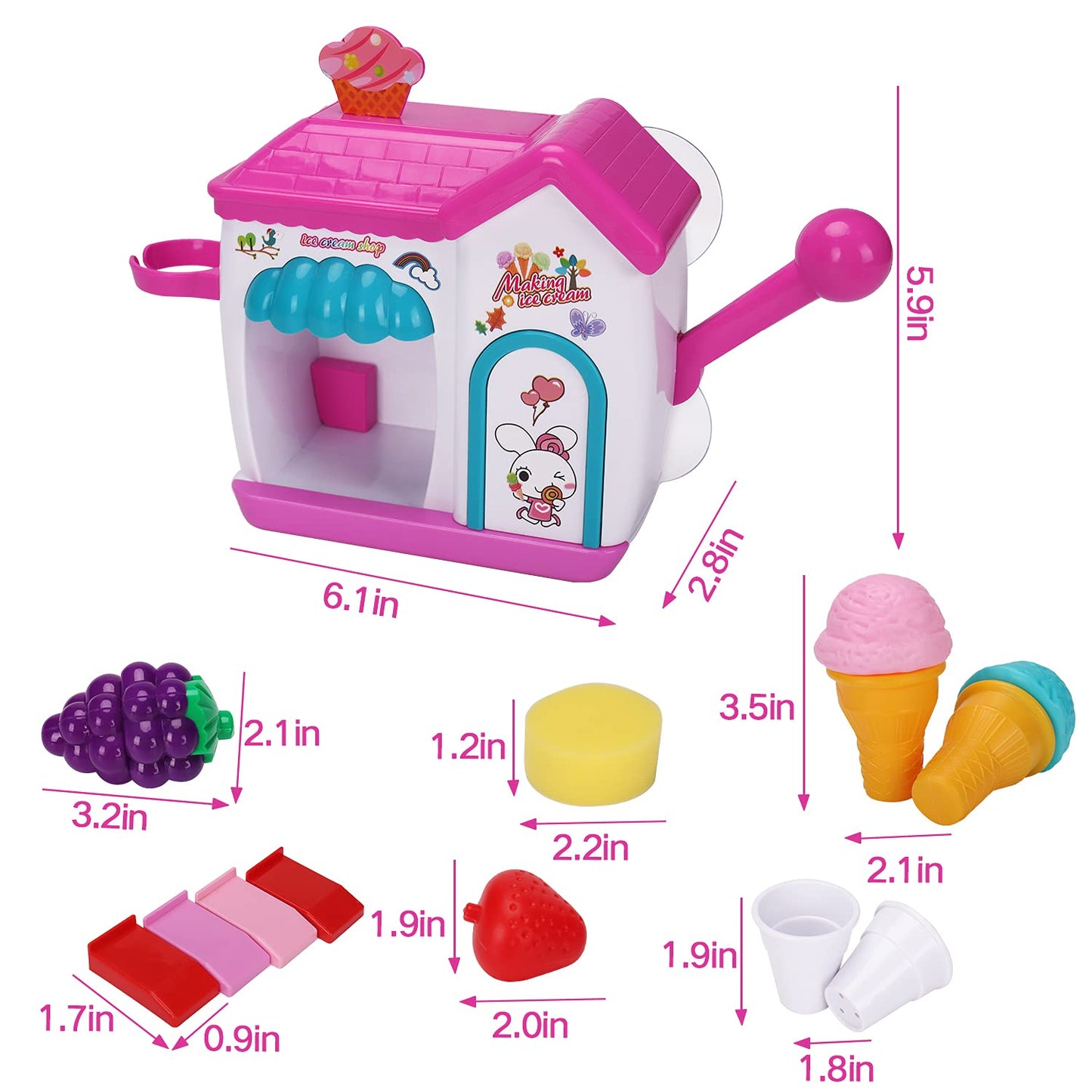 AugToy Ice Cream Foam Maker Bath Toys for Toddlers, Small Pink Foam Set, Ages 3-5, Perfect for Easter & Birthday Gifts