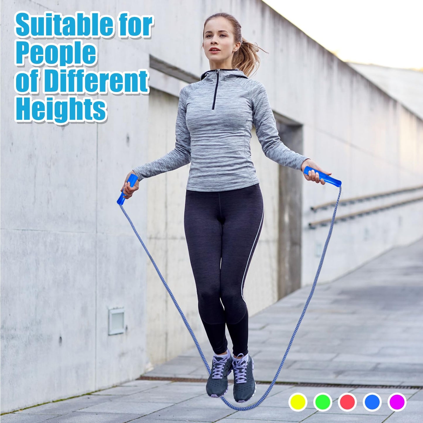 Honoson 100 Pcs Rainbow Jump Rope Bulk Valentines Day Gifts 7.8Ft Nylon Stripe Ropes With Handle Adjustable Colorful Party Favor