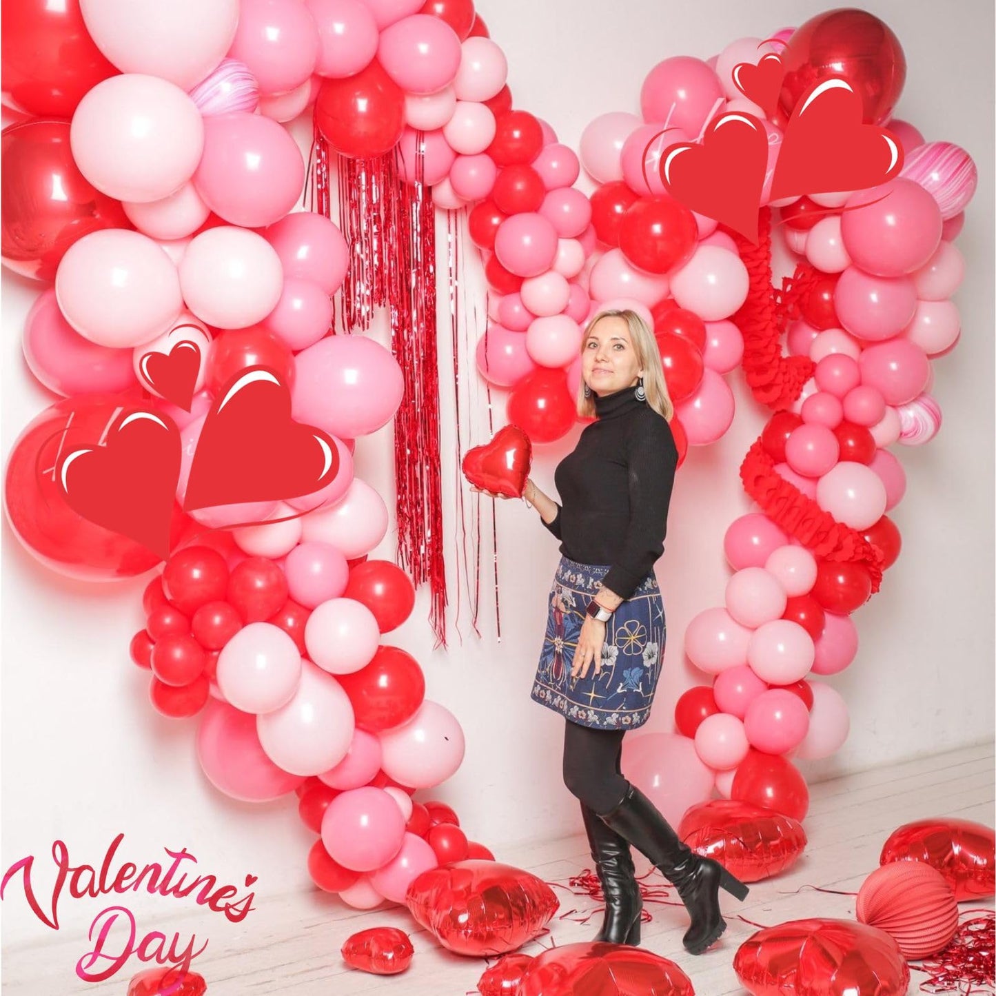 Paready Hot Pink Balloons Set - 60 Pcs 12" Latex & Confetti Balloons for Birthday, Wedding, Baby Shower, Valentine's Party Decorations