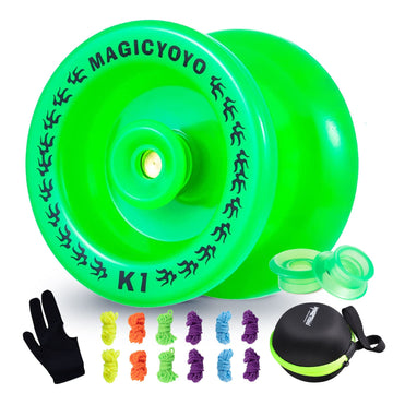 Magicyoyo Responsive Yoyo K1 Plus Glow In The Dark Green Yoyo For Beginner Kids, Plastic Abs Yoyo With Yoyo Glove+Yoyo Bag +12 R