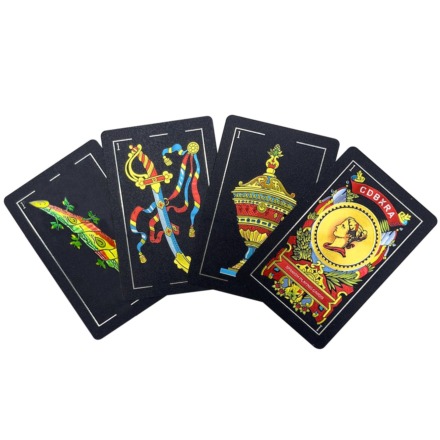 Spanish Playing Cards, Original Spanish Cards Games, Briscas Cards Puerto Rico, Original Spanish Deck Of Cards, Mexican Playing Cards [Luxury Black-Gold Foil Classic] [Pvc Waterproof] (2 Pack)
