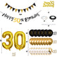Jobkoo 30Th Birthday Decorations For Him, Black Golden 30Th Birthday Party Decor Men Women Happy 30Th Birthday Balloons Black 30