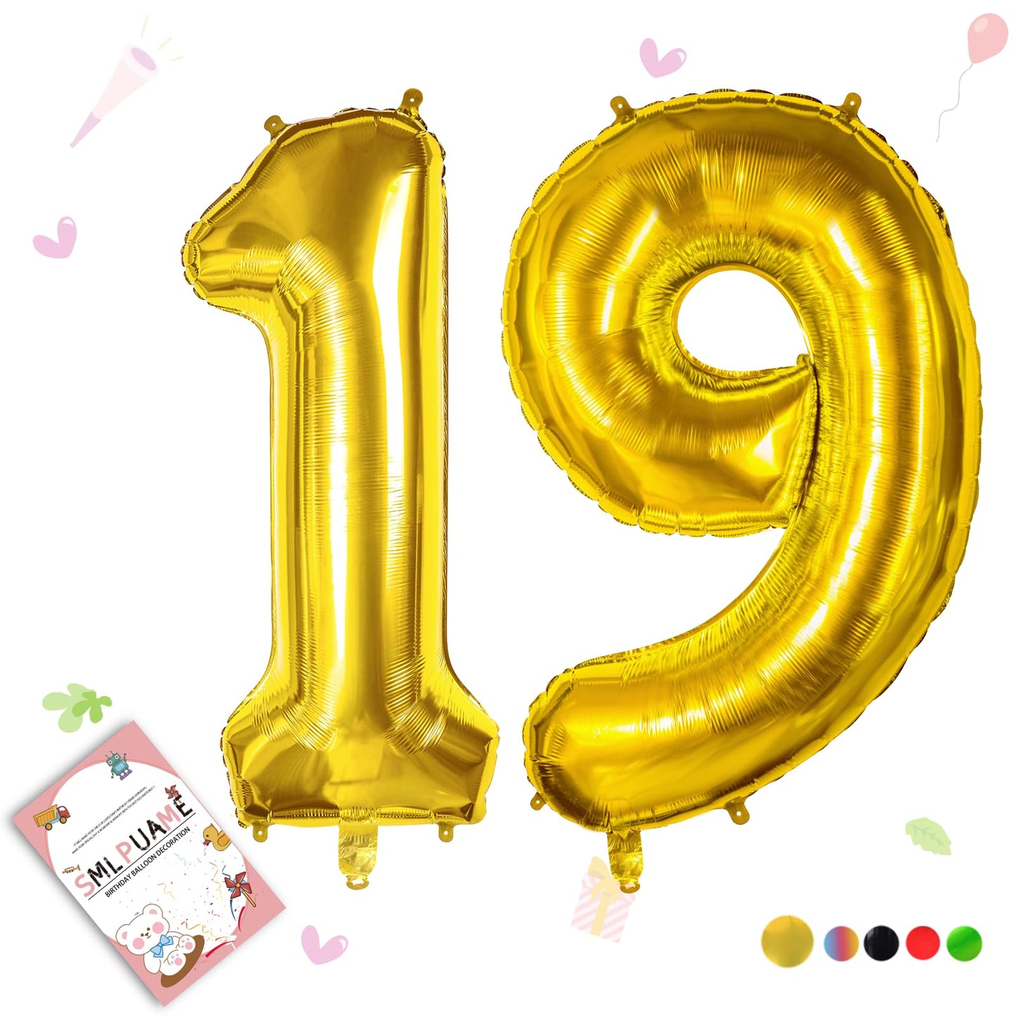 Smlpuame 40 Inch Number Balloon 0-9 Gold Large Number 19 Balloons,Digital Balloons For Birthday Party Celebration Decorations Su