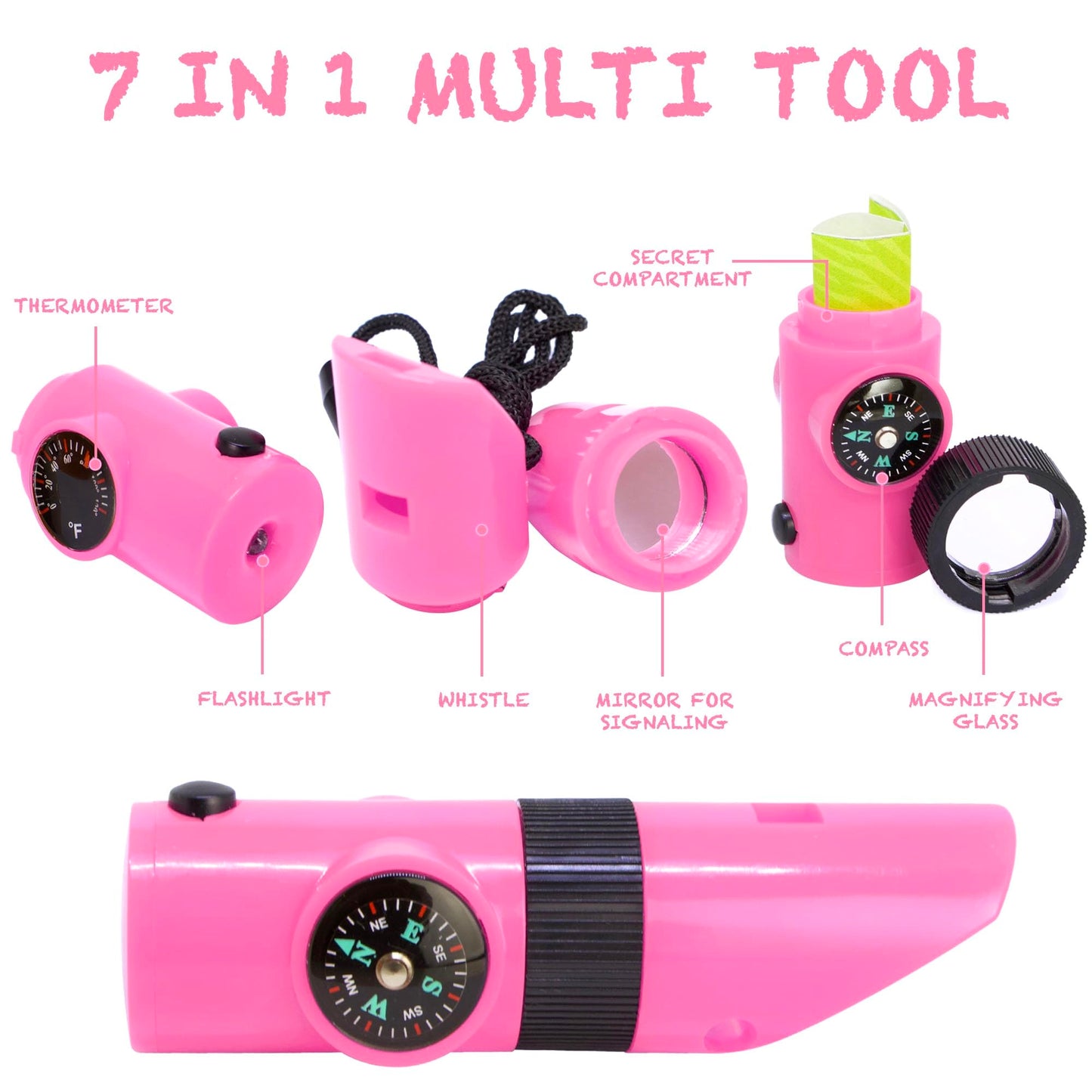 Kidz@Play Pink Bug Hunting Kit - Vest, Hat, Binoculars, Net, Container & More - Perfect for Kids' Outdoor Adventures, Small Size