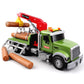 Dwi Dowellin Kids Toys for 3 4 5 6 7 Years Old Boys,15'' Large Timber Truck with Loading Crane and 6 Trunks,Birthday Gifts for B
