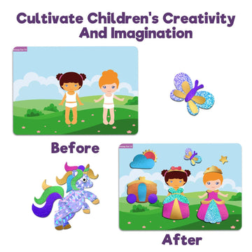 Yazhiji Foil Art Craft Kits For Kids Unicorns Princess Mess -Free Fun Activity Set For Child,Diy Printing Craft Kits, Gifts For
