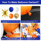 Blue And Orange Balloon Garland Arch Kit, Orange Navy Blue White Metallic Gold Balloons Decorations With Exploding Star Foil Bal