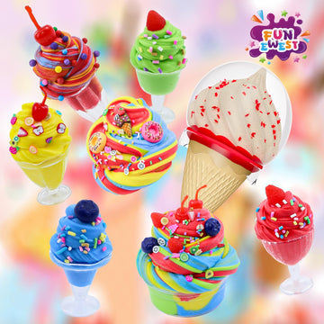 Mini Ice Cream Slime Kit For Girls, Fluffy Butter Slime Making Kit, Diy Slime Kit With 30+ Pieces For Ages 8-12, Fun Holiday Gif