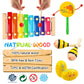 Raimy Kids Musical Instruments Set - Wooden Percussion Instruments Toy For Toddler Baby, Preschool Educational Music Toys For Boys And Girls With Carrying Bag (Yellow)
