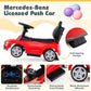 Costzon Push Car for Toddlers  3 in 1 Mercedes Benz Stroller Sliding Walking Car w/Canopy  Handle  Safety Bar  Horn Sound  Underneath Storage  Foot-to-Floor Ride On Toy for Boys & Girls (Red)