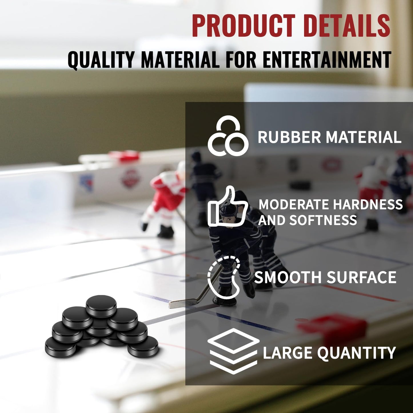 Liliful Mini Hockey Pucks - 0.98 x 0.33 Inch Black Replacement Pucks for Table Games - 10pcs Fun Accessories for Adults