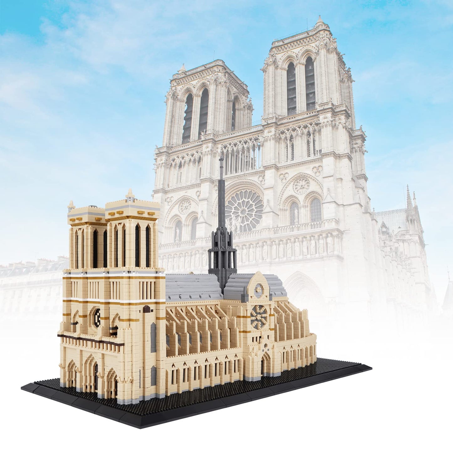 Geniteen Building Blocks, Architecture Notre Dame De Paris Model Micro Mini Blocks Creative Building Blocks Set, 7380 Pcs