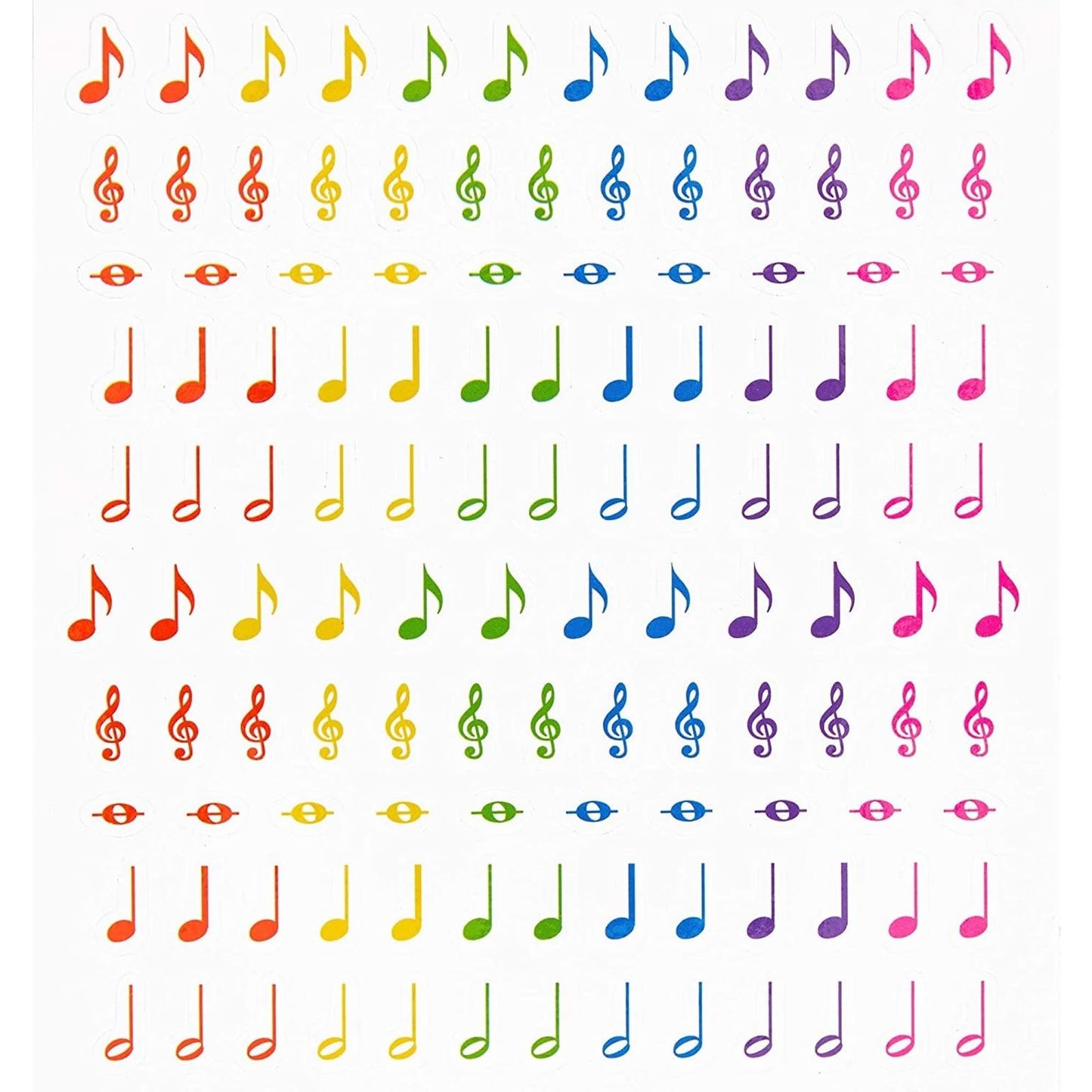 Music Note Stickers, Sticker Sheets (Rainbow, 18 Sheets, 3000 Pieces)