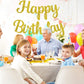 Beishida Gold Happy Birthday Banner - No Diy 10Feet,Pre-Strung-Glitter Happy Birthday Sign, Happy Birthday Garland,Happy Birthda