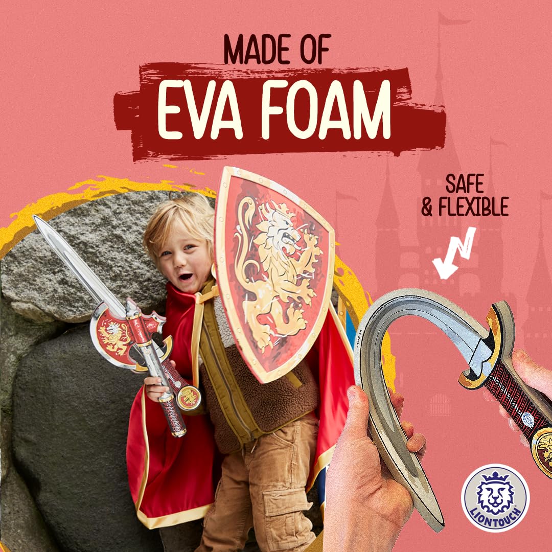 Liontouch - Noble Knight Foam decorative replica blade  Shield & Axe  Red | Playfighting Set for Boys Aged 3-8 Years | Safe Medieval Toy  & Battle Accessories | Pretend Play  Dress Up & Costumes for Kids