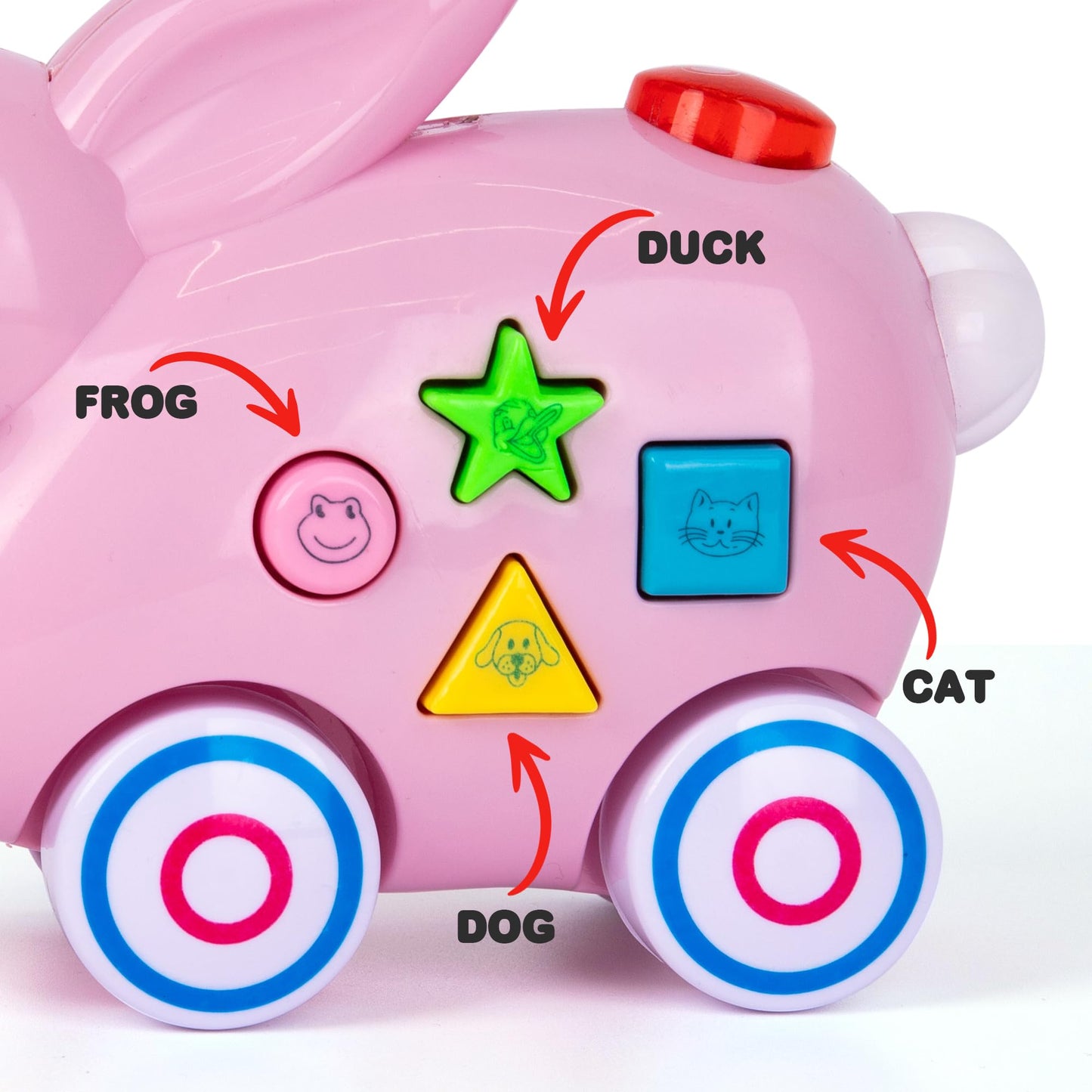 Artcreativity Bunny Pull Toy – Interactive Pull Music Toy For Toddlers With Lights, Easter Music For Kids, And 4 Animal Sounds – Fun Learning Toy With Shapes & Colors For Boys & Girls