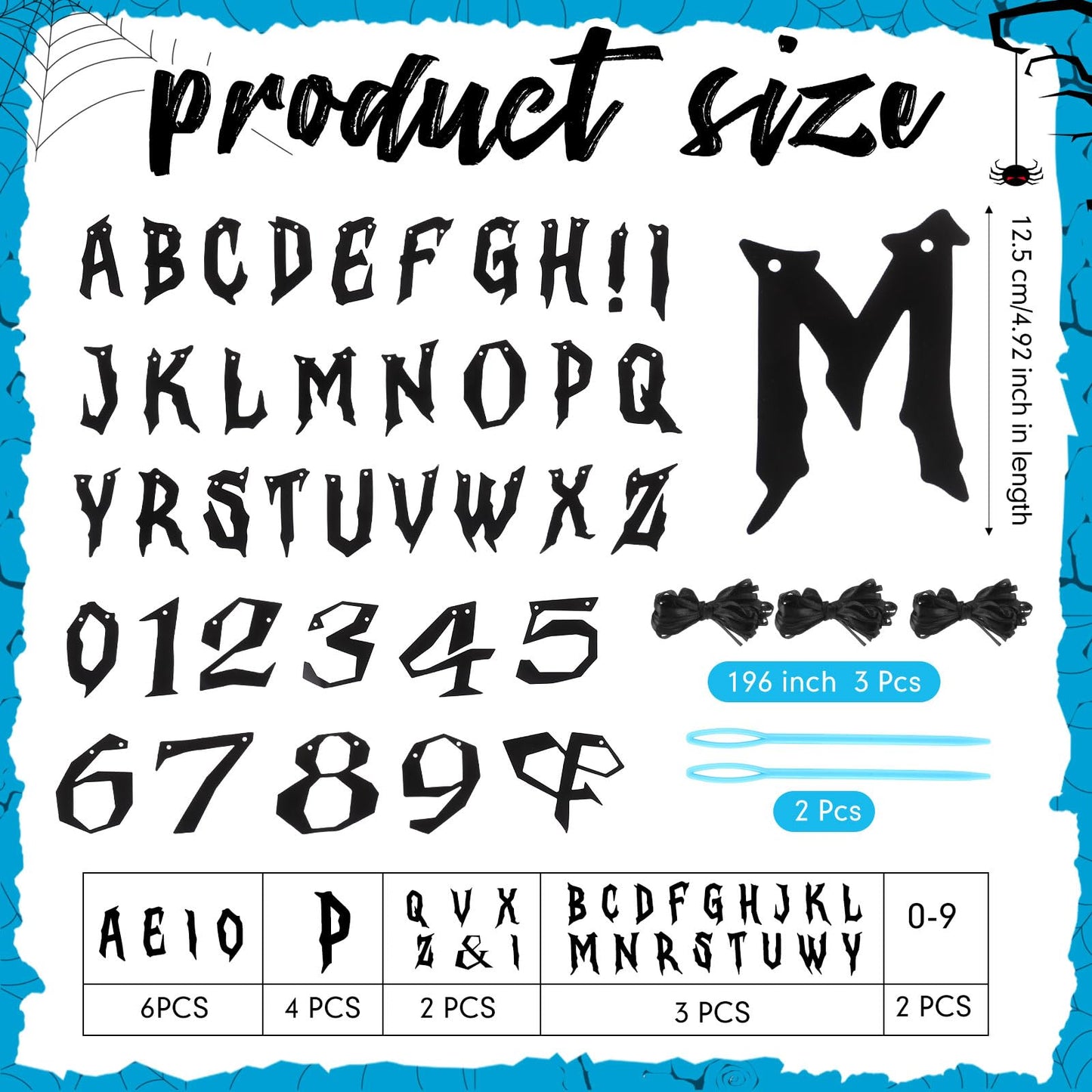 Kosiz 116 Pcs DIY Letter Custom Banner Customizable Banner Kit Including 111 Letters Numbers 3 Rope 2 Threading Device for Fall
