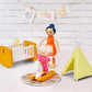 Giant Bean 21Pcs Wooden Plastic Dollhouse Furniture Set, Patio And Babyroom Set, Green Dollhouse Accessories Pretend Play Furnit