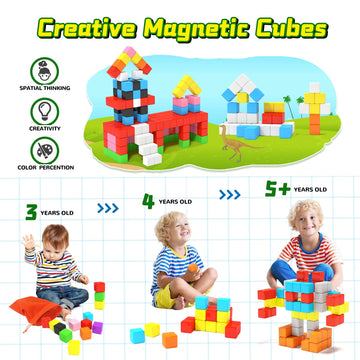 Hiwawind Magnetic Blocks, Toddler Toys For 3 4 5 Year Old Boys Girls, Building Stem Preschool Learning Magnet Sensory Toys For K