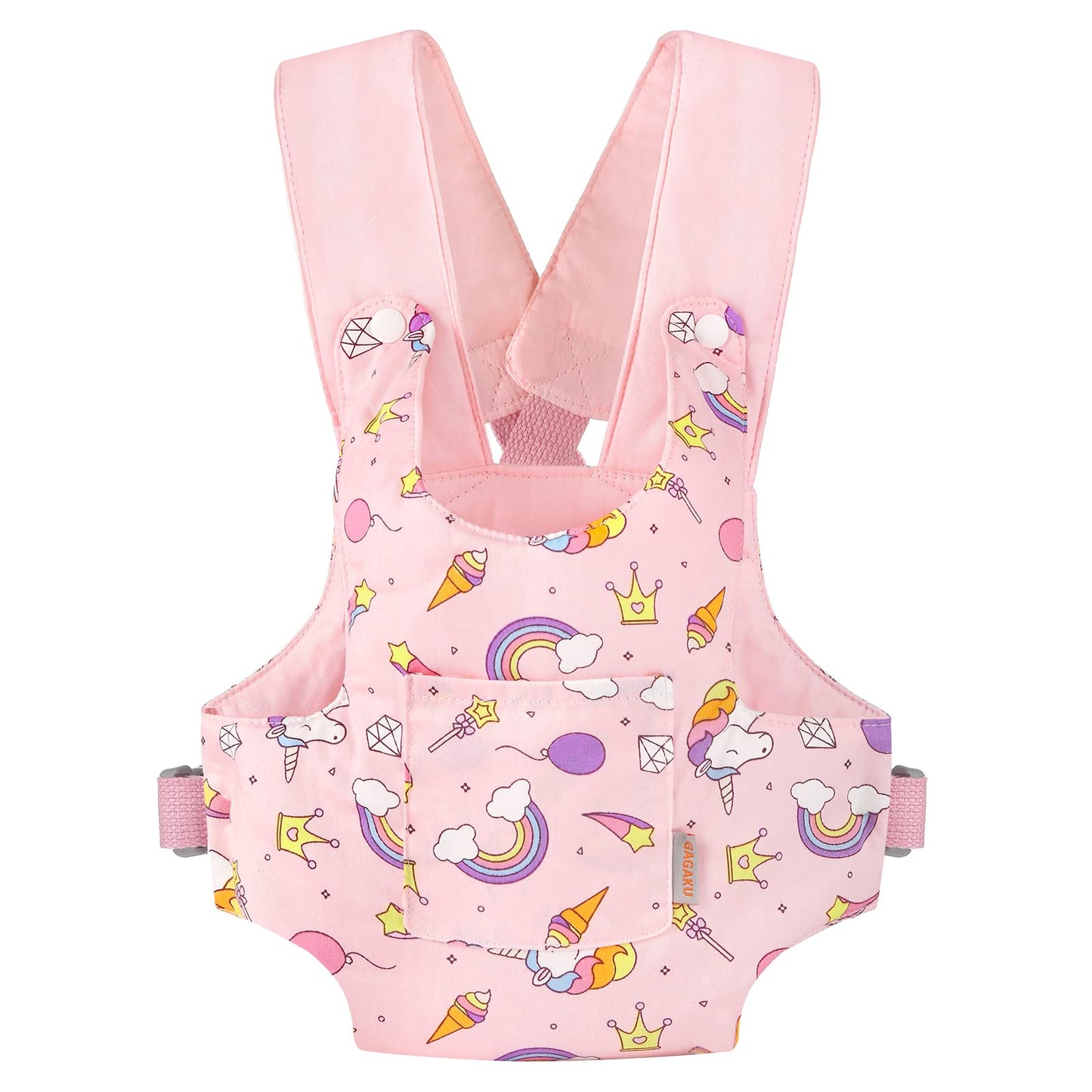 Gagaku Doll Carrier Doll Accessories Stuffed Animal Carrier With Adjustable Straps For Kids - Pink (Stars)