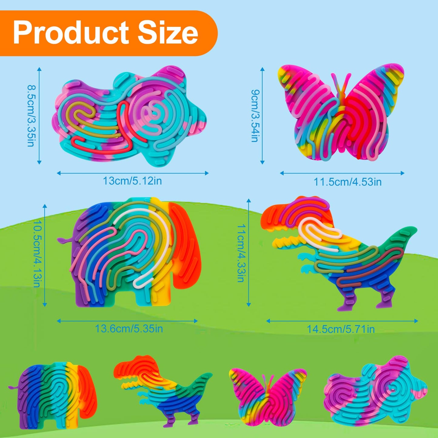 AHHSOY 4 Pack Sensory Activity Board Toys Set, Silicone Fidget Toys for Stress Relief, Ideal for Kids and Adults, ADHD & Autism Friendly