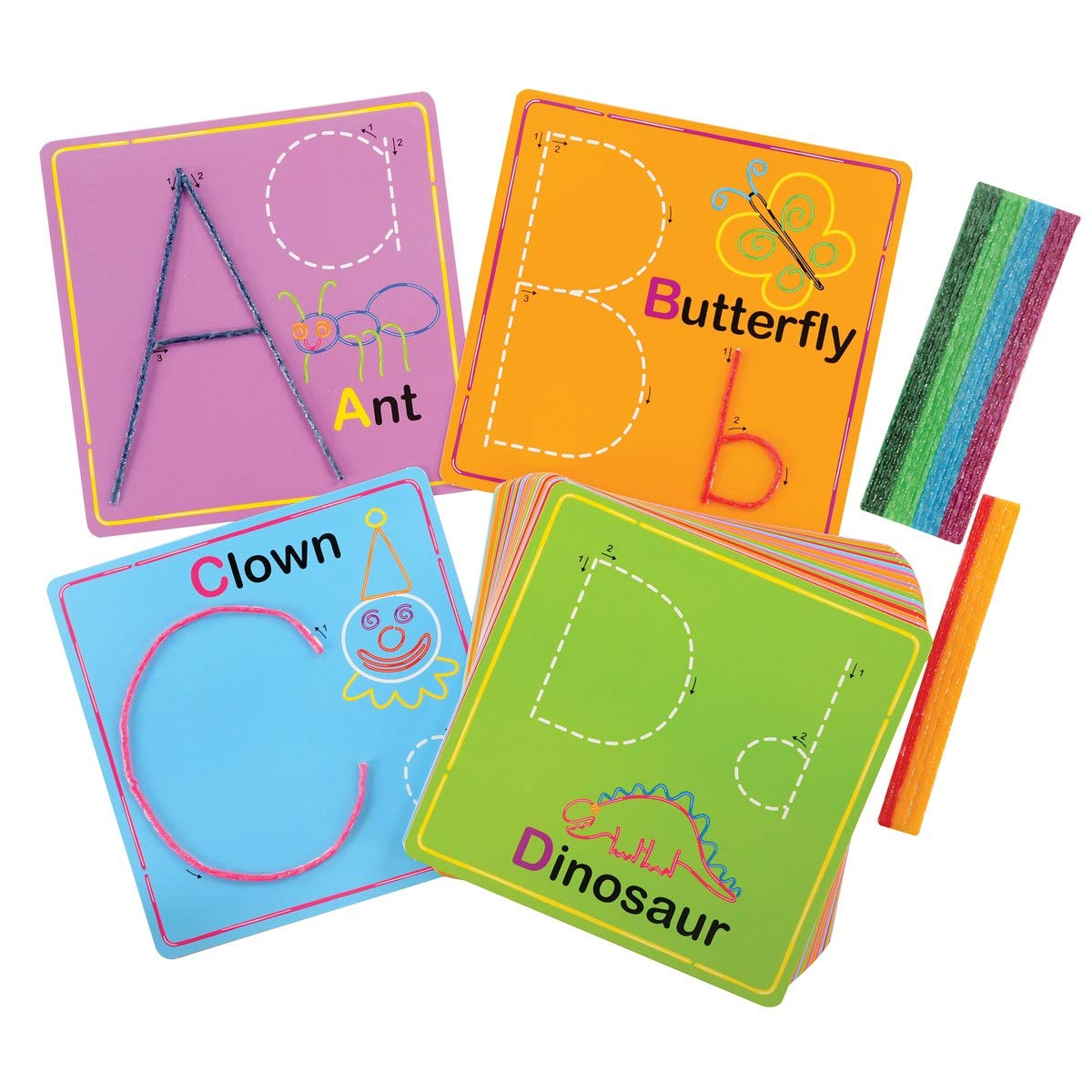 Wikki Stix Alphabet With Upper & Lowercase And Numbers & Counting Cards - 53 Pieces