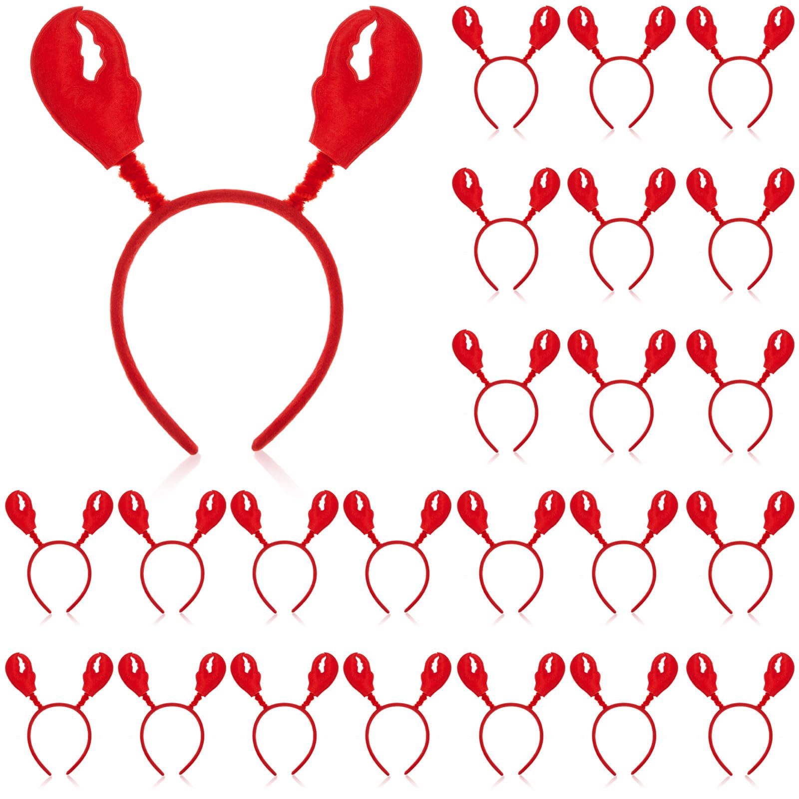Crowye 24 Pcs Lobster Crab Headbands Red Claws Headwear Adults Ocean Costume Hats for Halloween Cosplay Summer Lobster Party
