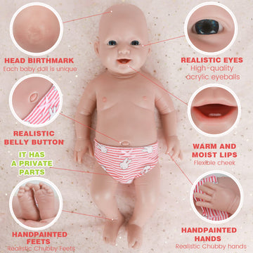 Ivita 20 Inch Full Silicone Baby Dolls,Not Vinyl Dolls,Real Full Body Silicone Baby Dolls Reborn Newborn Baby Dolls - Girl