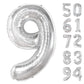 Silver 9 Balloon, Number Balloons 40 Inch, 9Th Giant Birthday Decorations For Boys Girls,19Th 29Th Silver Party Decorations Supp