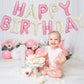 TONIFUL Happy Birthday Balloons with Ribbon Straw 16 Inch Mylar Letters Balloons Sign Banner Bunting Reusable for Girls Boys Kid