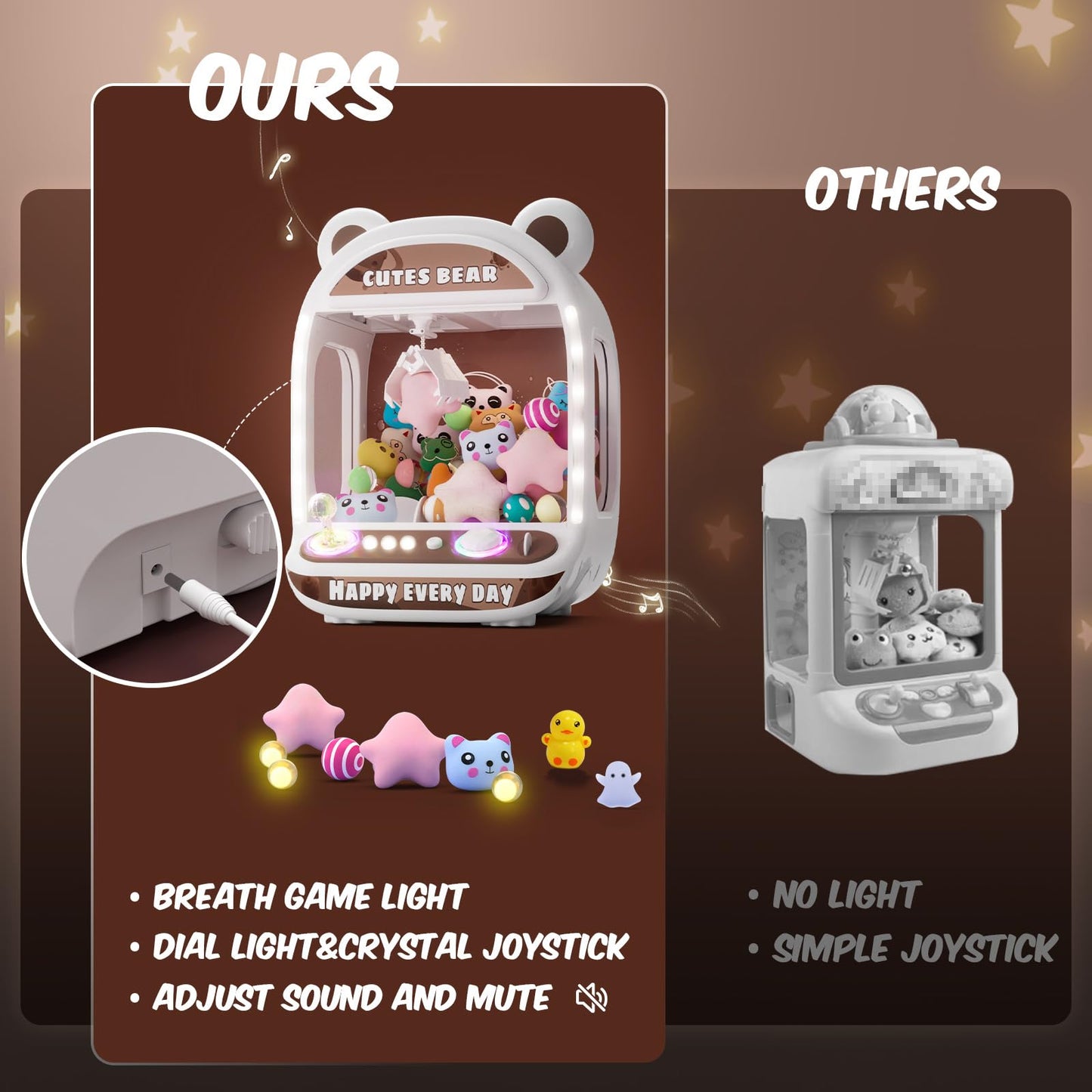 Skirfy Claw Machines For Kids,Unicorns Toys For Girls Age 6+,Arcade Games Mini Vending Machine With Squishy Fidget Toys,Candy Ma