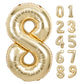 40 Inch Giant White Gold Number 8 Balloon, Helium Mylar Foil Number Balloons For Birthday Party, 8Th Birthday Decorations For Ki