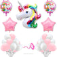 Flyloons Metallic Unicorn Theme Birthday Decoration Kit Pink White for Baby Boys Girls Kids 5 Pcs Unicorn Theme 30 Pcs Pastel Ba