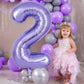 Purple Number 2 Balloon 40 Inch, Big Large Foil Helium Number Balloons, Giant Mylar Number 2 Balloons For 2 Year Old Birthday An