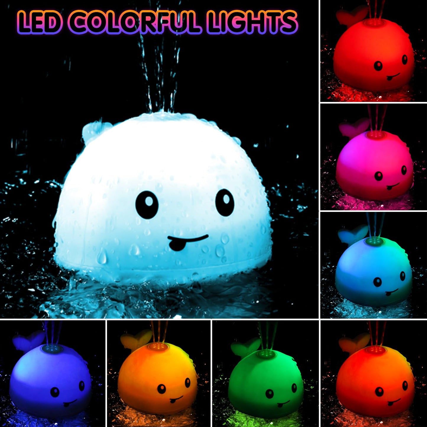 Light Up Whale Bath Toys Sprinkler For Babies 0-6 6-12 12-18 Months, Valentines Day Boys Girls 1St Birthday Gifts, Toddler Bath