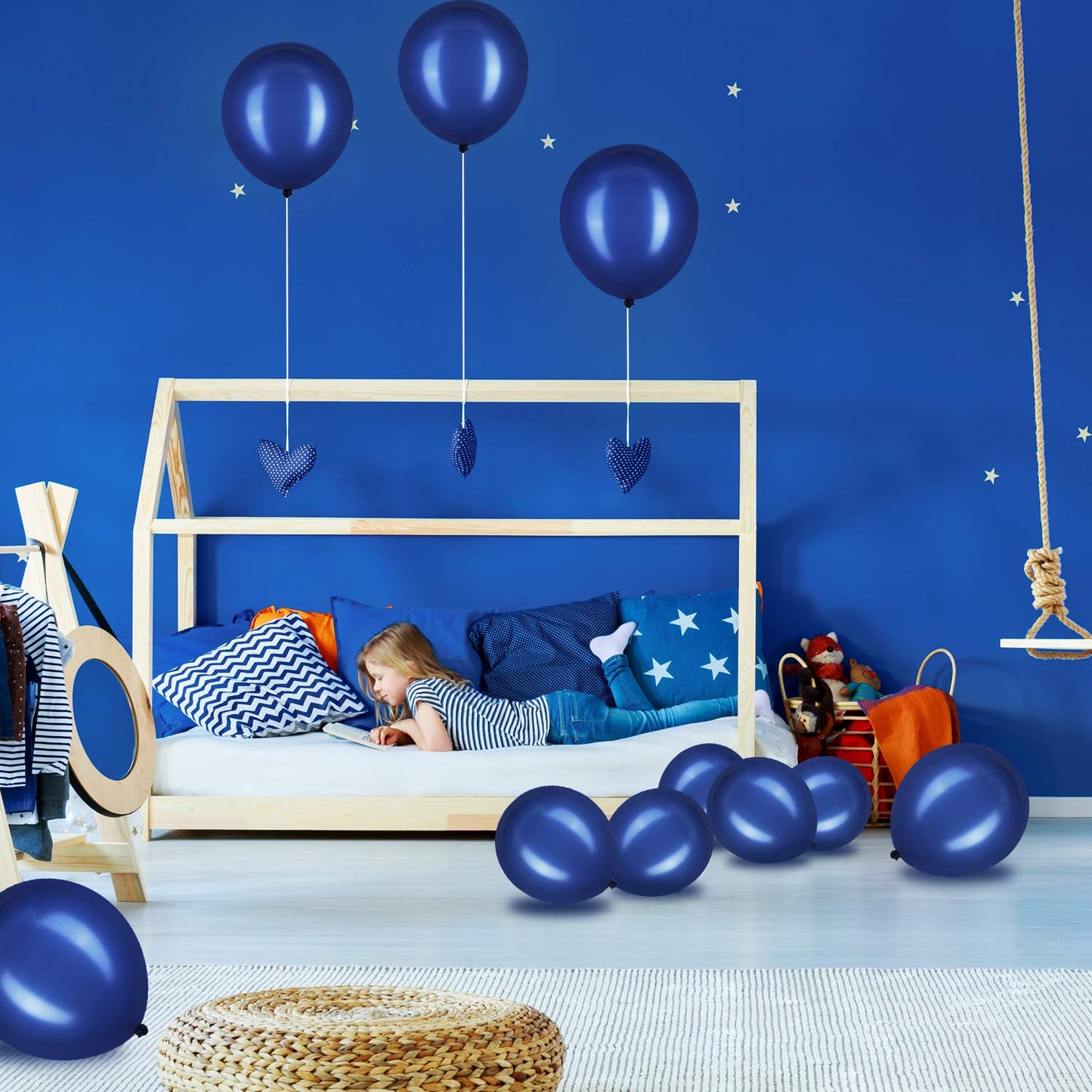 Hestya 100 Pieces 10 Inch Navy Blue Balloons Latex Party Balloons Arch Garland Kit for Weddings, Bridal Shower, Graduation, Anni