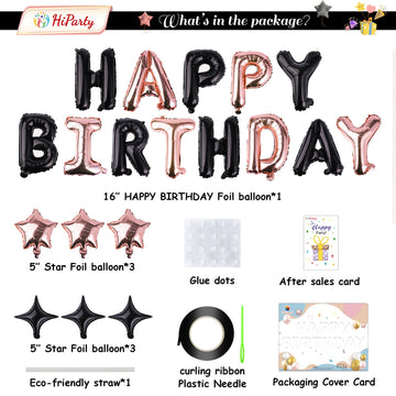 Happy Birthday Balloons Banner, 3D Mylar Foil Letter Birthday Balloons With 6Pcs Star Balloons, Birthday Party Decorations For K